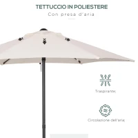 Outsunny Ombrellone da Giardino 2x2m Rotondo con Palo Centrale in Alluminio e Poliestere, Crema(m-6)