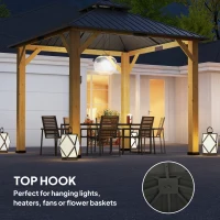 Outsunny 3x(3)M Outdoor Hardtop Gazebo Canopy with 2-Tier Roof and Solid Wood Frame, Outdoor Patio Shelter for Patio, Garden, Grey(m-7)