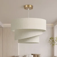 HOMCOM Lámpara Colgante de 3 Pantallas con Efecto Lino E14 40 W y Cable Regulable Beige(m-2)