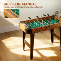 SPORTNOW Mini Calcio Balilla, Calcetto Balilla 92x75x71 cm, 22 Giocatori, 2 Palline, 8 aste, Segnapunti, per Famiglia, Regalo, Marrone(m-7)