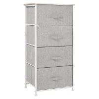 HOMCOM Commode en Tissu Meuble de Rangement 4 tiroirs chiffonnier dim. 45L x 30l x 92H cm Cadre en métal et non-tissé, blanc(m-16)