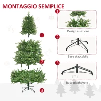 HOMCOM Albero di Natale Artificiale e Ignifugo per Interni con 2056 Rami e Base in Metallo, Ø124x228 cm, Verde(m-6)