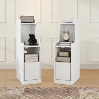 HOMCOM Set de 2 noptiere cu stație de încărcare, noptiere moderne cu sertar, polițe deschise, alb(m-7)