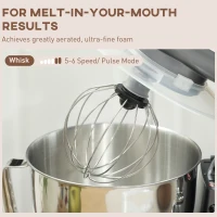 HOMCOM 1300W Kitchen Stand Mixer, with Accessories - Silver(m-7)