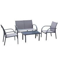 Outsunny Four-Piece Minimal Garden Patio Set - Grey(m-10)