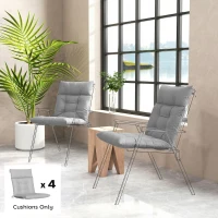 Outsunny Patio Chair Cushions Set of 4, Waterproof Non-Slip Lounge Chair Cushions, 112x53cm, Light Grey(m-10)