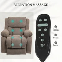 HOMCOM Recliner Armchair Lift Chair, Electric Recliner Chair with Vibration Massage and Heat, Wide Seat, USB Port, Light Brown(m-5)