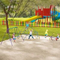 Outsunny Kids Metal Seesaw Teeter Totter Children's Playground Equipment for Garden Outdoor Indoor Swing, 4 Seats(m-9)