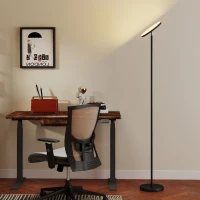 HOMCOM RGB Uplighter Floor Lamp, Tall Dimmable Standing Lamp with Remote & Touch Control, 350° Rotatable Head for Living Room Bedroom, 2700K-6000K Colour Temperatures, Black(m-10)