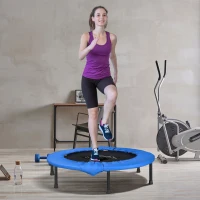 HOMCOM Φ96cm Mini Fitness Trampoline Home Gym Yoga Exercise Rebounder Indoor Outdoor Jumper with Safety Pad, Support Up to 100 KG, Blue and Black(m-10)