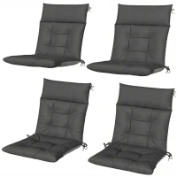Outsunny Patio Chair Cushions Set of 4, Waterproof Non-Slip Lounge Chair Cushions, 112x53cm, Dark Grey(m-11)