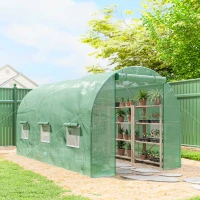 Outsunny Serre de Jardin Tunnel 4,5L x 2l x 2H m châssis Tubulaire Acier galvanisé renforcé 1,8 cm 6 fenêtres 1 Porte(m-10)