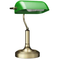 HOMCOM Lámpara de Escritorio Banquero E27 con Pantalla Ajustable Interruptor Basculante para Hogar Oficina Biblioteca Verde(m-1)