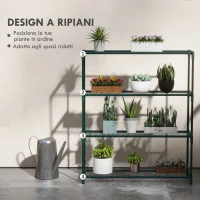 Outsunny Scaffale Porta Piante a 4 Livelli da Esterno e Interno in Acciaio, 89x28x107cm, Verde(m-4)