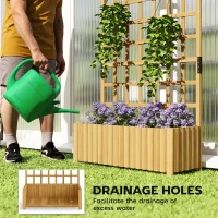 Outsunny Wooden Raised Planter with Trellis, Raised Bed for Garden with Lattice and Drainage Holes for Climbing Plants(m-6)