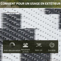 Outsunny Tapis extérieur Style Graphique - Tapis réversible 2 Motifs - dim. 2,74L x 1,82l m - PP Haute densité 310 g/m² Noir Blanc(m-5)
