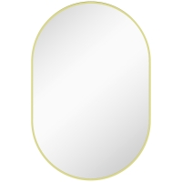 HOMCOM Espejo de Baño Ovalado 60x90 cm Espejo Decorativo de Pared con Marco de Aluminio para Salón Horizontal o Vertical Dorado