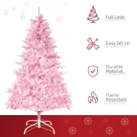 HOMCOM 6FT Artificial Christmas Tree Holiday Xmas Holiday Tree Decoration with Automatic Open for Home Party, Pink(m-4)