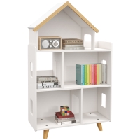 ZONEKIZ Estantería para Juguetes Infantil Organizador Infantil de 3 Niveles con 1 Techo Carga 50 kg 65x25x108,5 cm Blanco