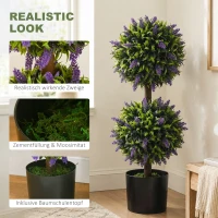 HOMCOM Set of 2 Artificial Plants, Lavender Flowers Ball Trees with Pot, for Home Indoor Outdoor Decor, 70cm(m-5)