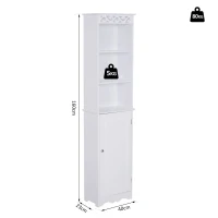 HOMCOM Mobiletto del Bagno a Torre 3 Ripiani Regolabili su 3 Livelli e 1 Ampio Armadietto Inferiore Manopole sull'Anta MDF Bianco 40x23x160cm(m-3)