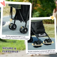 PawHut Passeggino per Cani con 2 Finestre a Rete, in Acciaio e Tessuto Oxford, 76x44x103 cm, Nero e Verde Scuro(m-8)