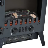 HOMCOM Camino Elettrico con Effetto Fiamma Regolabile, Caminetto Elettrico 925W/1850W con Temperatura Regolabile, Termostato, Protezione da Surriscaldamento, 36 x 25.5 x 41.5cm, Nero(m-9)