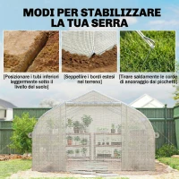 Outsunny Serra da Giardino 4x3m a Tunnel con Copertura in PE, Porta e 8 Finestre Avvolgibili, Bianco(m-8)