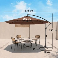 Outsunny Parasol déporté octogonal à manivelle inclinable manivelle avec Pied en Acier diamètre 3 m Chocolat(m-3)
