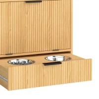 PawHut Pet Feeder Station with Storage, Dog Food Storage Container w/ 2 Raised Bowls, Tilt Out Cabinet, Slow Feeder Mat(m-10)
