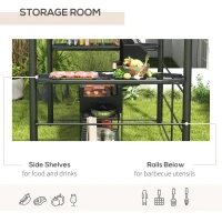 Outsunny 2.4 x 1.5m Outdoor Grill Gazebo with Side Shelves, PC Board Roof, Dark Grey(m-5)