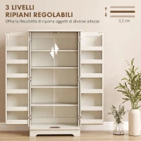 HOMCOM Credenza Cucina, Mobile Dispensa Rustico con 12 Portaspezie, Ripiani Regolabili, 2 Ante, per Sala da Pranzo Soggiorno, 60x40x120 cm, Crema(m-5)