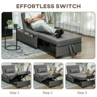 HOMCOM Four-In-One Single Sleeper Chair - Dark Grey(m-4)