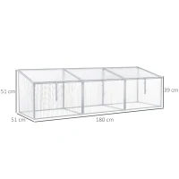 Outsunny Alu-Gewächshaus Frühbeet Treibhaus Aufzucht Pflanzenhaus 3 separate Deckel PC 180 x 51 x 51 cm(m-3)