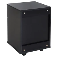 HOMCOM Cajonera de Oficina y Hogar tipo Archivador de Madera Móvil con Ruedas y 2 Cajones 41x39x58cm Negro(m-8)