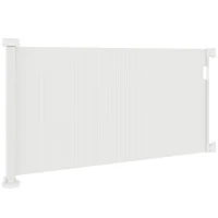 PawHut Barrera de Seguridad para Perros Retráctil con Interruptor de Cierre para Puertas Escaleras Pasillos 142x10x87 cm Blanco(m-11)
