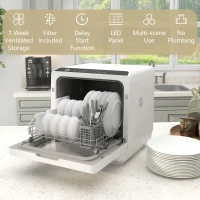 HOMCOM Six-Programme Countertop Dishwasher - White(m-8)