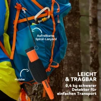 Outsunny Metaaldetector voor Volwassenen, Draagbaar Detectieapparaat met LED-indicator, Waterdicht Draadloos Metaaldetectieapparaat Oranje(m-6)
