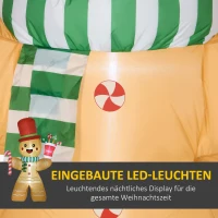 HOMCOM Opblaasbare Peperkoekman, 2,35 m, met LED-Lampjes, Weerbestendig, Incl. Blazer, Meerkleurig, Kerstdecoratie(m-4)