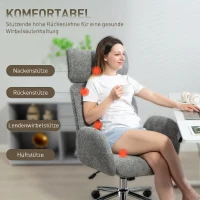 HOMCOM Bureaustoel met verstelbare hoofdsteun, ergonomische bureaustoel, kantelfunctie, in hoogte verstelbaar, Donkergrijs(m-4)