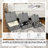 HOMCOM 3 Cestas de Almacenaje de Plástico Símil Mimbre con Tapa y Pestillo de Diferentes Tamaños para Decoración Gris(m-6)