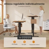 Scrivania elettrica regolabile in altezza, 3 impostazioni memoria, sistema anti-collisione, 160x70,2x72,2-118 cm, Marrone(m-8)