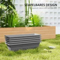 Outsunny 5-delige Set Bloempotten, Plantenbakken van Kunststof voor Terras, Tuin, Balkon, 59 x 21 x 16 cm, Grijs(m-5)