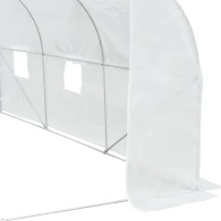 Outsunny Tunnelkas met 6 oprolbare ramen, deur met ritssluiting, scheurbestendige folie, metalen frame, 3,5 x 3 x 2 m, wit(m-8)