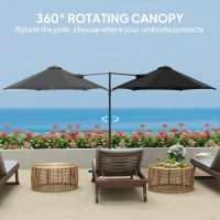 Outsunny 2.5m Rotating Cantilever Parasol - Black(m-5)