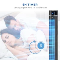 HOMCOM 2-in-1 Torenventilator en Staande Ventilator, 32 cm x 32 cm x 106,8 cm, Zwart(m-7)