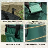 Outsunny 2x160L Waterdichte Tuinafvalzak met Draaglussen, Stabiel en Robuust, Groen(m-8)
