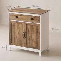 HOMCOM Mobilă Multifuncțională din PAL cu Dulap și Sertar în Stil Rustic, 78,5x39x89,4cm, Alb(m-3)