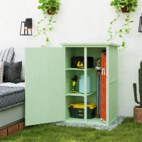 Outsunny Wooden Small Shed, Garden Storage Shed with Shelves and Bolt Latch, 75L x 56W x115H cm, Green(m-10)