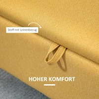 HOMCOM Opbergbank, Zitkist, Gestoffeerde Bank, Linnenlook, tot 150kg, 101x38,5x44,5 cm, Geel(m-6)